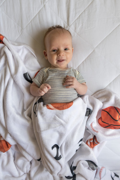 Sports Baby Milestone Blanket- Double Sided for 0-24 Months